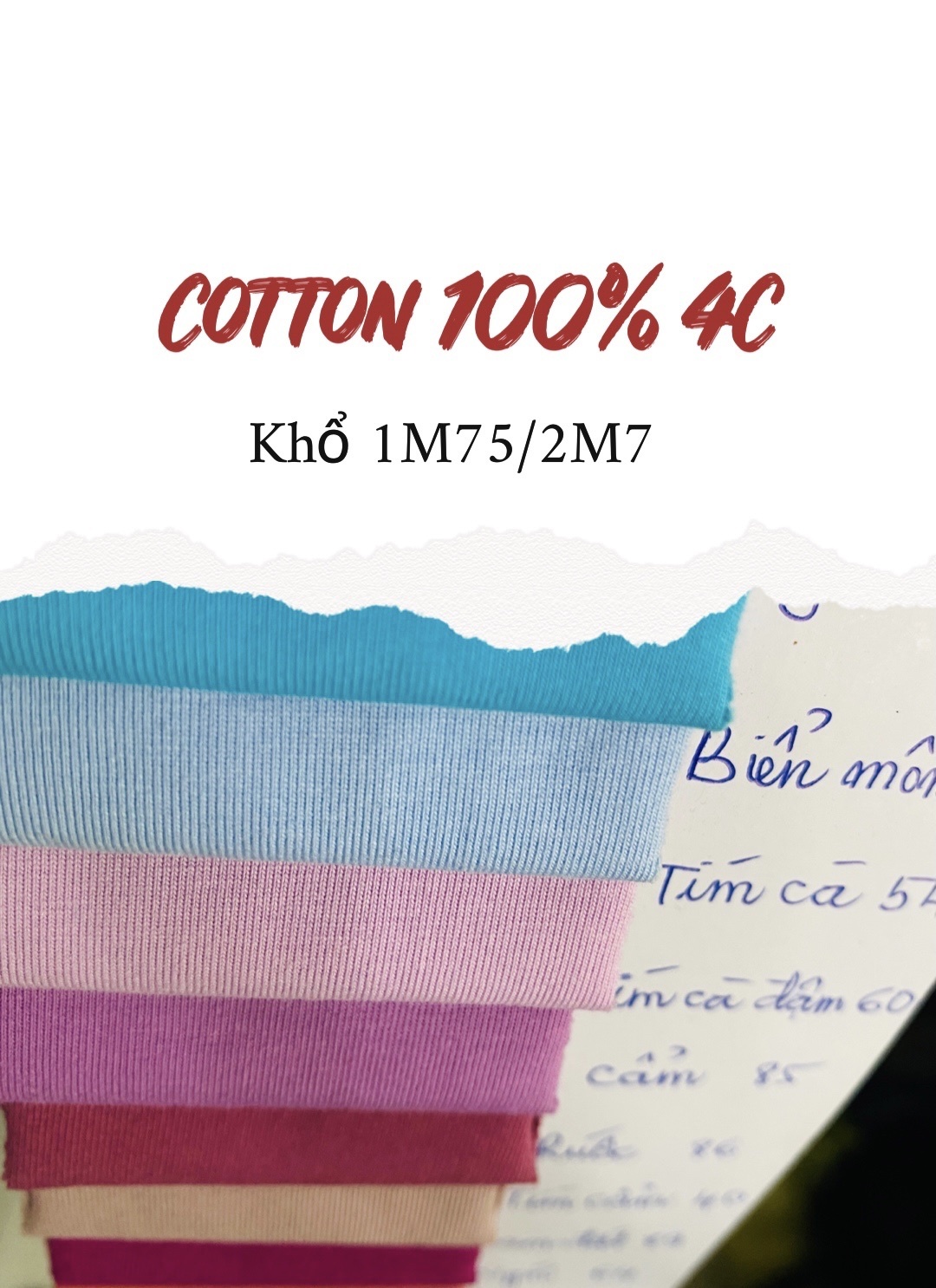 Vải thun cotton 100% 4 chiều khổ 2m7